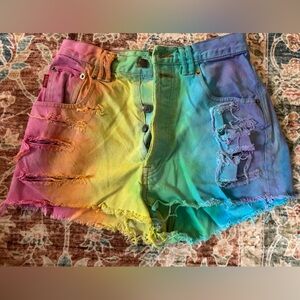 Tie-Dye, High-Waisted Jean Shorts